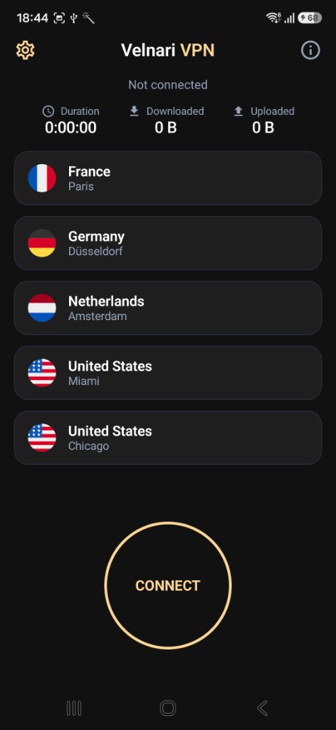 Velnari VPN server list